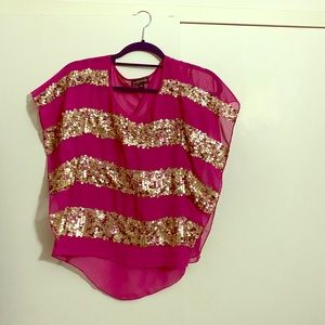 Rampage xsmal glitter pink shirt with crew neck